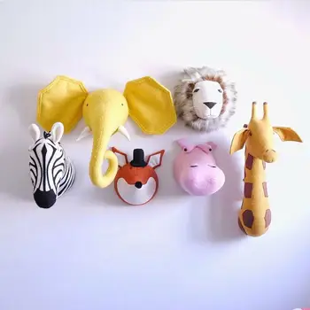 Cartoon 3D Animal Shape Head Wall Hanging Stuffed Toy Elephant/Giraffe/Zebra Wall Hanging Toys Kids Room Animal Wall Decor 
Cartoon 3D Animal Shape Head Wall Hanging Stuffed Toy Elephant/Giraffe/Zebra Wall Hanging Toys Kids Room Animal Wall Decor