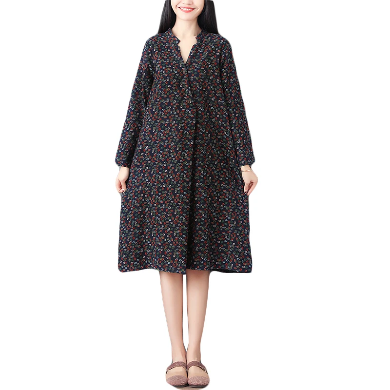 New Vintage Spring Autumn Women Floral Printed Shirt Dress V-neck Long Sleeves Cotton Linen Loose Robe Dresses Vestidos
New Vintage Spring Autumn Women Floral Printed Shirt Dress V-neck Long Sleeves Cotton Linen Loose Robe Dresses Vestidos
