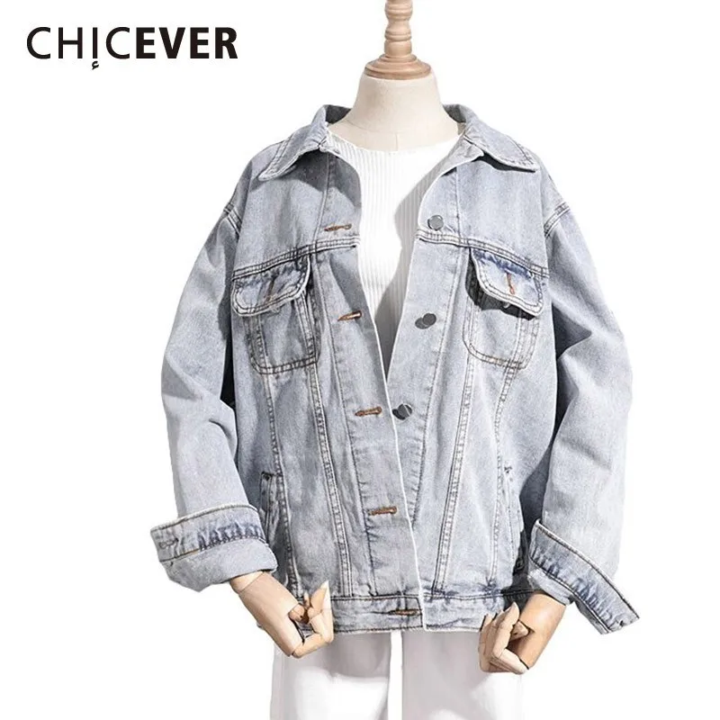 CHICEVER Spring Korean New Loose Blue Vintage Women Denim Coat Lapel Long Sleeve Button Patchwork Pockets Women's Top Clothing
CHICEVER Spring Korean New Loose Blue Vintage Women Denim Coat Lapel Long Sleeve Button Patchwork Pockets Women's Top Clothing