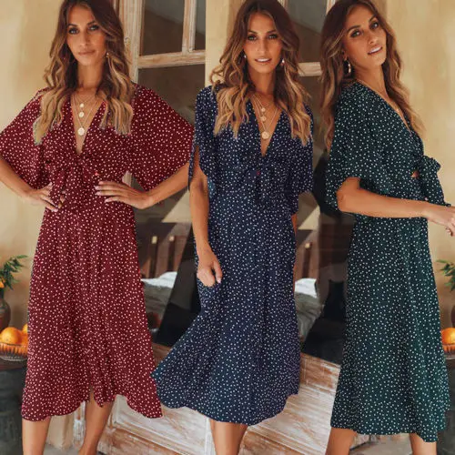 Hirigin Women Ladies Casual Chiffon V Neck Boho Half Sleeve Bow Party Evening Summer Dress
Hirigin Women Ladies Casual Chiffon V Neck Boho Half Sleeve Bow Party Evening Summer Dress