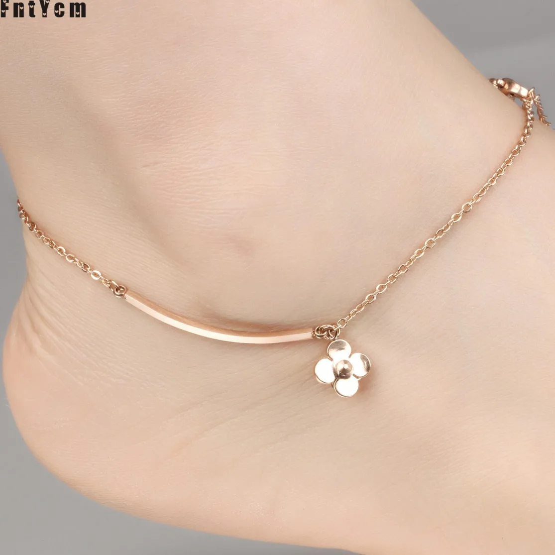 Fashion Four-leaf Flower Rose Gold Pink Anklet Bracelet On The Leg Beach Accessories For Women OL Style Women's Jewelry
Fashion Four-leaf Flower Rose Gold Pink Anklet Bracelet On The Leg Beach Accessories For Women OL Style Women's Jewelry