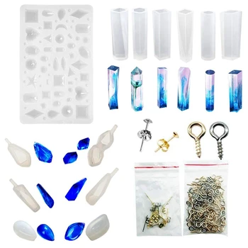 Silicone Resin Kits Jewelry Casting Mold Included 13 Pcs Jewelry Pendant Moulds 10 Pcs Stud Earrings And 100 Pcs Eye Screw Pin
Silicone Resin Kits Jewelry Casting Mold Included 13 Pcs Jewelry Pendant Moulds 10 Pcs Stud Earrings And 100 Pcs Eye Screw Pin