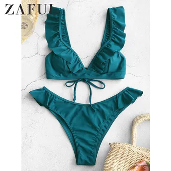ZAFUL Ruffle Plain Bikini Set Women Summer Beach Sets Straps Swim Suit Vintage Two Pieces Sets Mini Wire Free Bathing Suit
ZAFUL Ruffle Plain Bikini Set Women Summer Beach Sets Straps Swim Suit Vintage Two Pieces Sets Mini Wire Free Bathing Suit