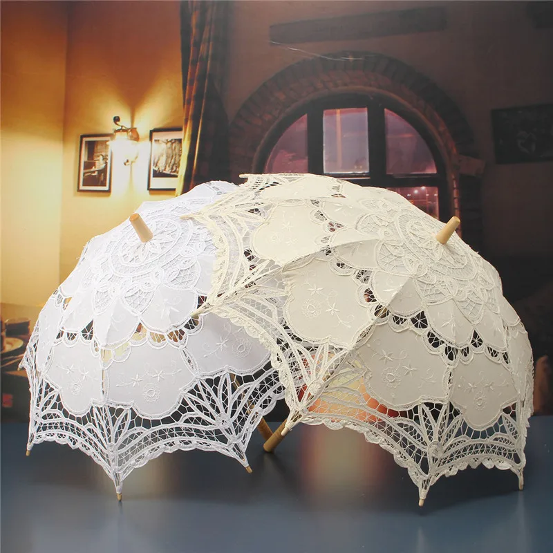 Fashion Wedding Umbrella Cotton Lace Embroidery Bridal Umbrella White Beige Sun Umbrella Parasol Prop Decoration
Fashion Wedding Umbrella Cotton Lace Embroidery Bridal Umbrella White Beige Sun Umbrella Parasol Prop Decoration