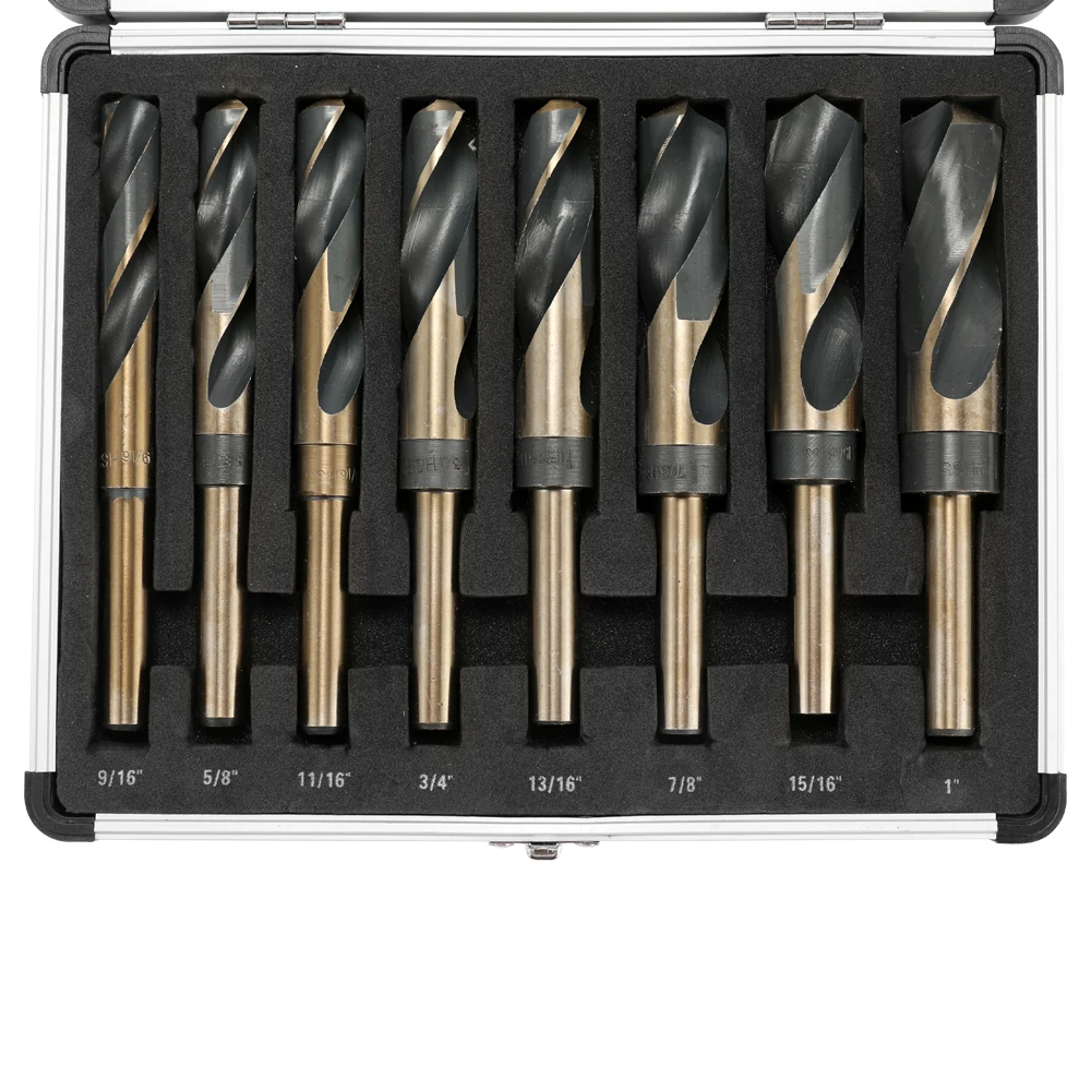 8-Piece Inch Twist Drill Small Handle Bit High Speed Steel Shank Twist Drill with Aluminum Box Drill Bit 135 degree Split Point
8-Piece Inch Twist Drill Small Handle Bit High Speed Steel Shank Twist Drill with Aluminum Box Drill Bit 135 degree Split Point