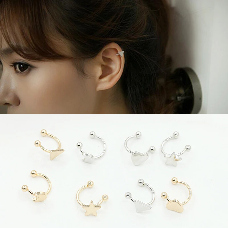 Trendy heart earrings stars moon without piercing ear clip fashion geometric metal gold silver no Ear hole earrings jewelry
Trendy heart earrings stars moon without piercing ear clip fashion geometric metal gold silver no Ear hole earrings jewelry