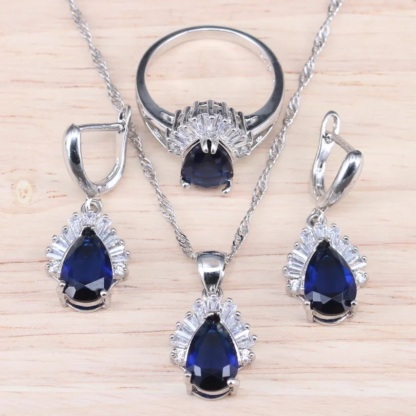 Blue Stone Jewelry 925 Sterling Silver Bridal Jewelry Set For Women With Necklace Earrings Rings Pendants
Blue Stone Jewelry 925 Sterling Silver Bridal Jewelry Set For Women With Necklace Earrings Rings Pendants
