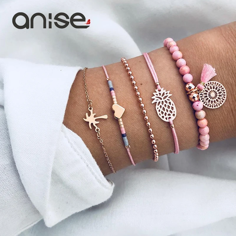 5PCS/set Pink Handmade Beads Bracelets Pineapple Tassels love Heart Coconut Tree Bangles Leather Bracelets for women jewelry
5PCS/set Pink Handmade Beads Bracelets Pineapple Tassels love Heart Coconut Tree Bangles Leather Bracelets for women jewelry