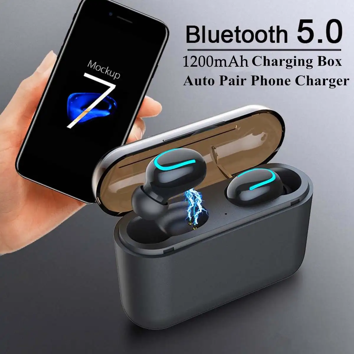 bluetooth 5.0 Earphones TWS Wireless IPX5 Waterproof Sports Earbuds Headset with Charging Box 1200 mAh Power Bank
bluetooth 5.0 Earphones TWS Wireless IPX5 Waterproof Sports Earbuds Headset with Charging Box 1200 mAh Power Bank