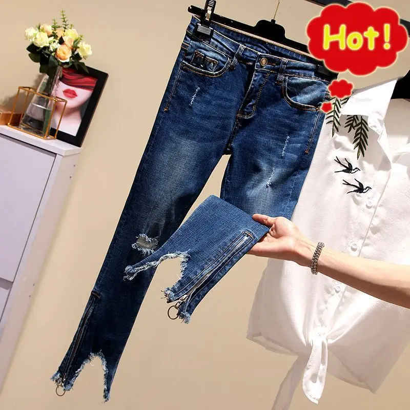Plus Size Hole Ripped Jeans Women Zipper High Waist Pencil Pants Ankle-length Boyfriends for Woman Ladies Skinny Jeans G3P7
Plus Size Hole Ripped Jeans Women Zipper High Waist Pencil Pants Ankle-length Boyfriends for Woman Ladies Skinny Jeans G3P7
