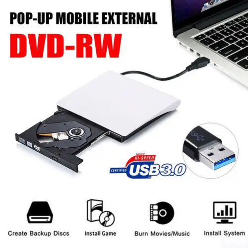 

Slim External USB 3.0 DVD RW CD Writer Drive Burner Reader Player For Laptop PC Hot DVD Players