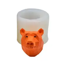 Geometria Cabeça Urso bonito Ofício 3D Exposição Da Vela Aromaterapia Carro de Gesso Gesso Mold Decoração Do Bolo DIY Molde de Silicone(China)