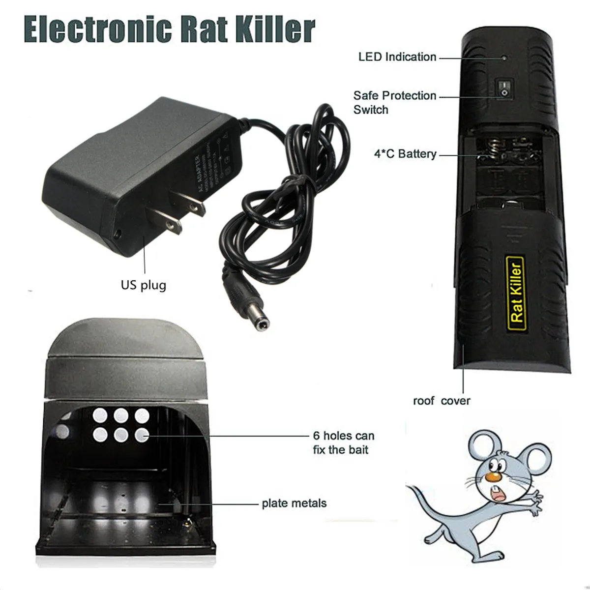 Electronic Mouse Mice Rat Zapper Rodent Trap Killer Victor Control With US Plug for Home Kitchen Use
Electronic Mouse Mice Rat Zapper Rodent Trap Killer Victor Control With US Plug for Home Kitchen Use