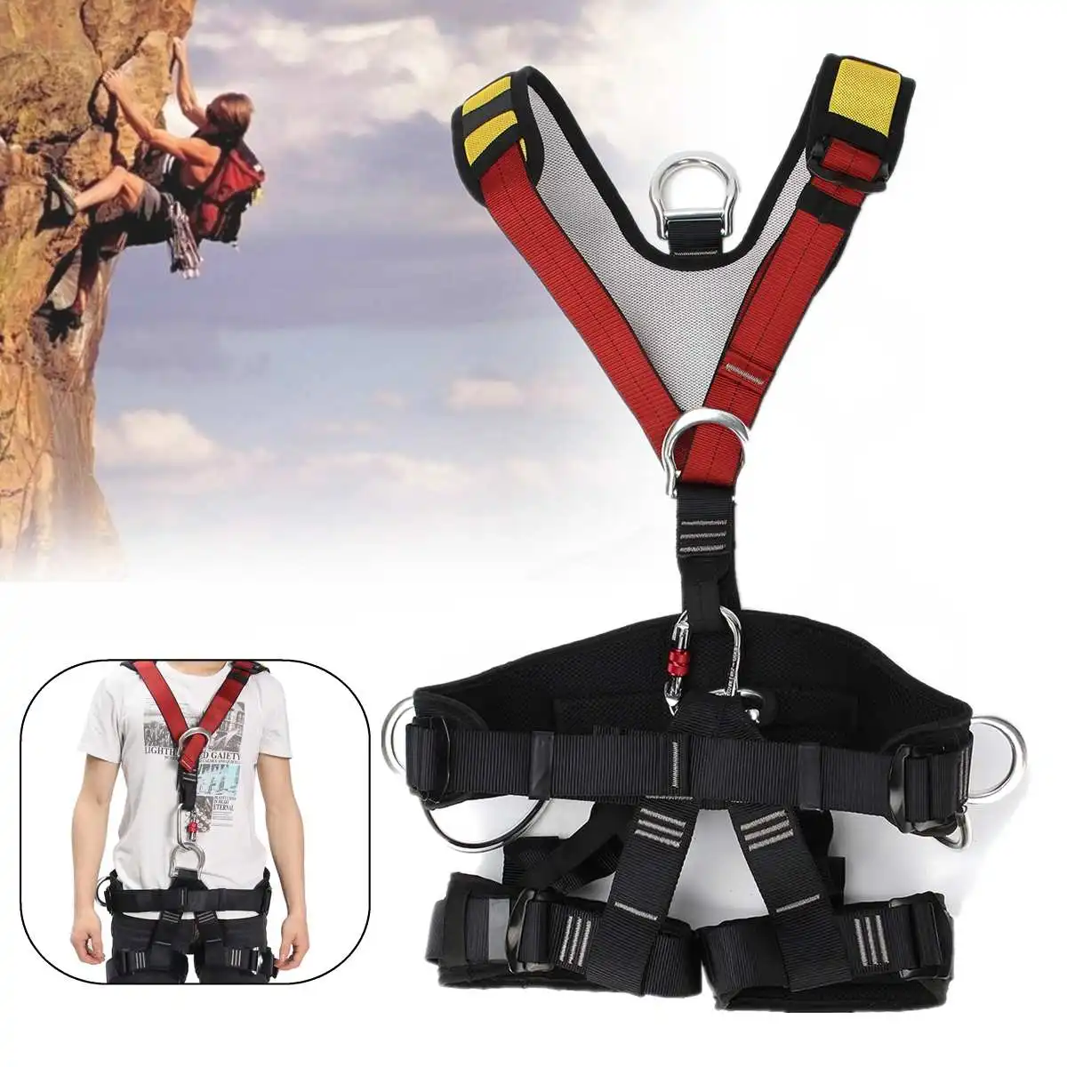 Outdoor Rock Climbing Rappelling Mountaineering accessories Body Safety Harness Wearing Seat Belt Sitting Bust Protection
Outdoor Rock Climbing Rappelling Mountaineering accessories Body Safety Harness Wearing Seat Belt Sitting Bust Protection