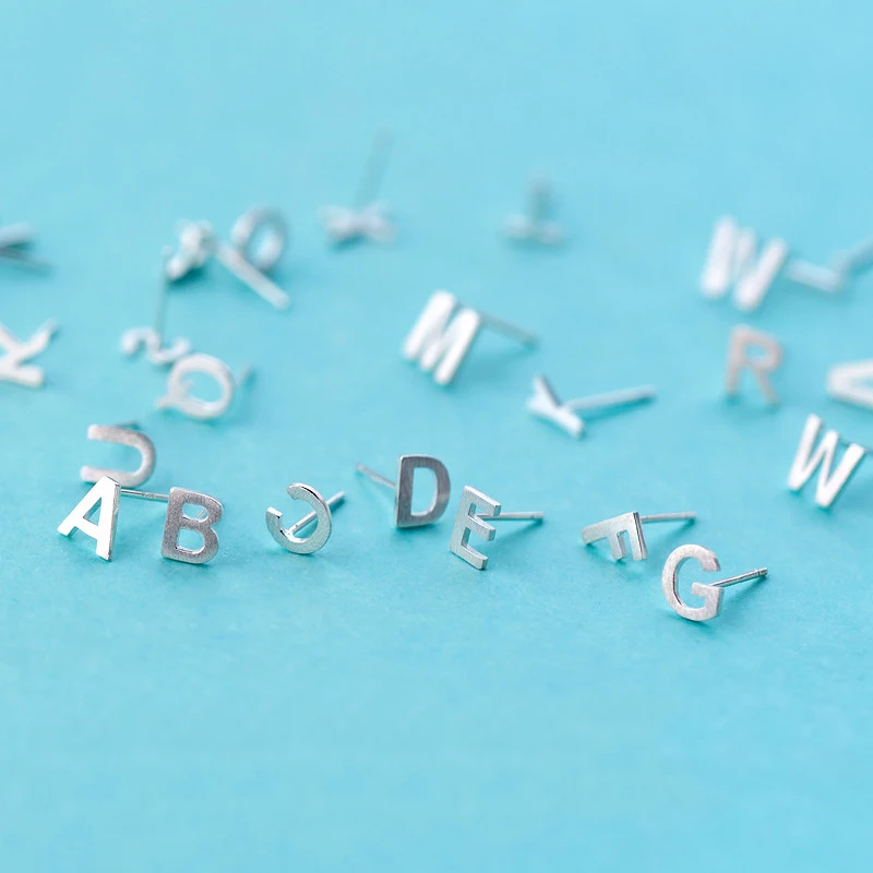 100% 925 Solid Real Sterling Silver Brushed Finish A~Z 26 English Alphabet Letters Stud Earrings for Women Girls
100% 925 Solid Real Sterling Silver Brushed Finish A~Z 26 English Alphabet Letters Stud Earrings for Women Girls