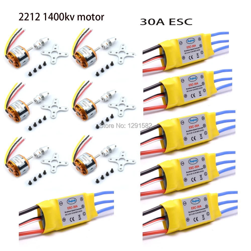 A2212 2212 1400KV Brushless Outrunner Motor 30A ESC Brushless Speed Controller With 2A 5V BEC for F450 Quadcopter
A2212 2212 1400KV Brushless Outrunner Motor 30A ESC Brushless Speed Controller With 2A 5V BEC for F450 Quadcopter
