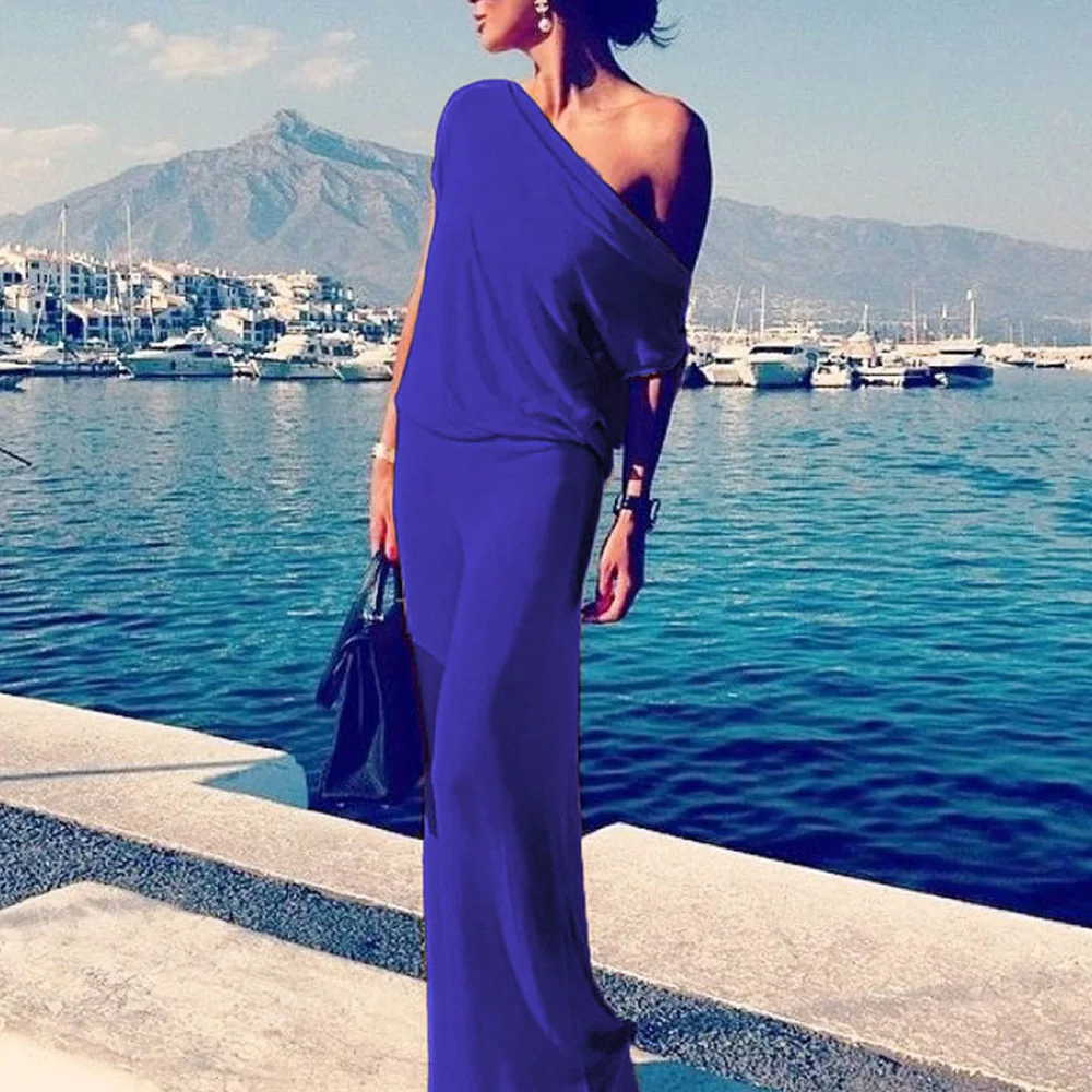 2019 Women One-Shoulder Solid Summer Short Sleeve Party Club Evening Long Beach Maxi Sundress M/L-3XL
2019 Women One-Shoulder Solid Summer Short Sleeve Party Club Evening Long Beach Maxi Sundress M/L-3XL