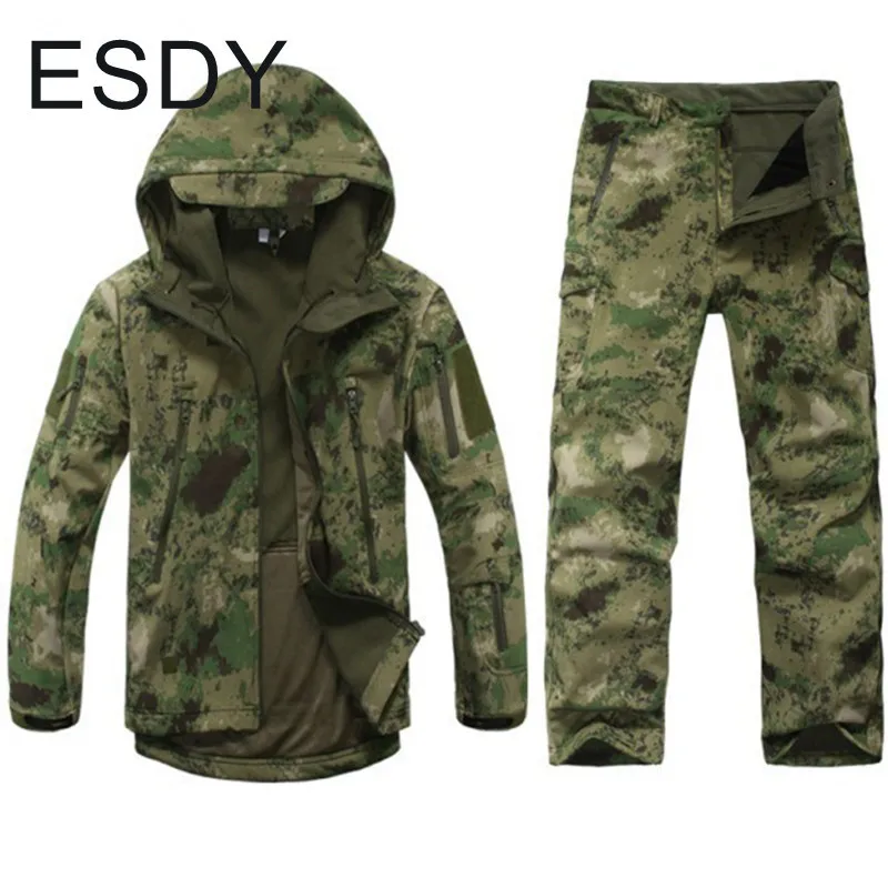 Winter Windproof Thermal Waterproof Soft Shell Jacket and Pants Men Outdoor Climbing Hiking Warm Camouflage Coat Trousers Sets
Winter Windproof Thermal Waterproof Soft Shell Jacket and Pants Men Outdoor Climbing Hiking Warm Camouflage Coat Trousers Sets
