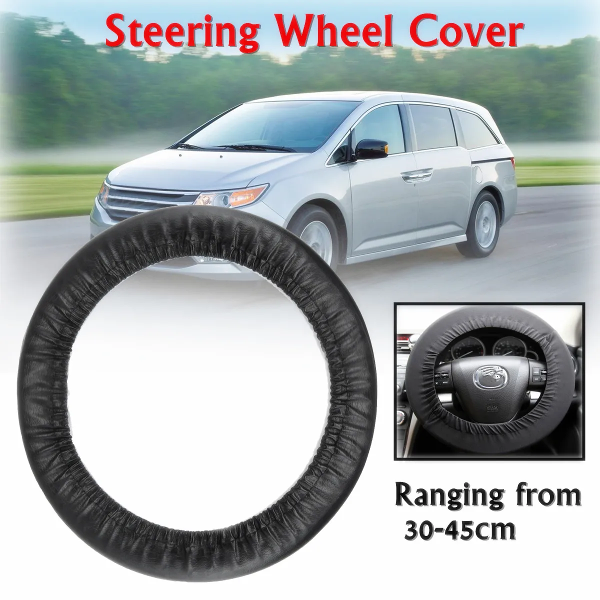 Universal PU Leather Car Auto Steering Wheel Cover Glove Protector Black 30cm 31cm-34cm 35cm 36cm 37cm-45cm
Universal PU Leather Car Auto Steering Wheel Cover Glove Protector Black 30cm 31cm-34cm 35cm 36cm 37cm-45cm