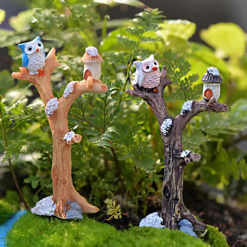 Owl Branch Landscaping Dollhouse Bonsai Micro Resin Tree Decor Garden Mini | Дом и сад