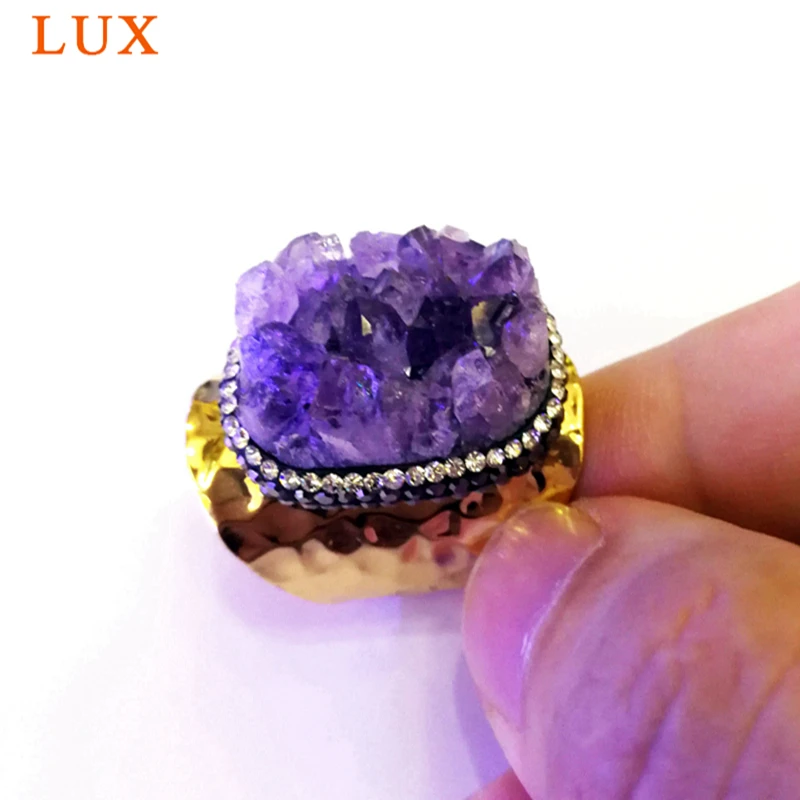 Nature-Amethysts Quartz Rings Crystal Zircon Paved Amethysts-Druzy Ring Jewelry gold bezel Amethysts Finger Rings Jewelry making
Nature-Amethysts Quartz Rings Crystal Zircon Paved Amethysts-Druzy Ring Jewelry gold bezel Amethysts Finger Rings Jewelry making