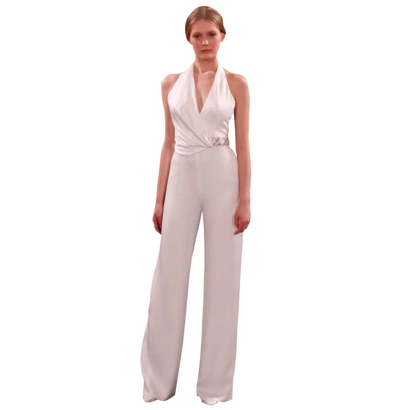 solid color white / black halter v-neck sleeveless ruched beads waistline full length long pants sexy jumpsuit party overalls
solid color white / black halter v-neck sleeveless ruched beads waistline full length long pants sexy jumpsuit party overalls