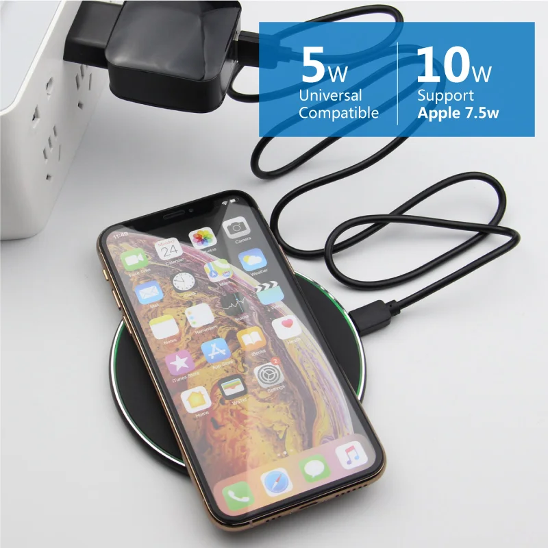 

10w Qi Wireless Fast Charger Pad Apple 9v 7.5w Mobile Phone Wireless Quick Charge Mat for iPhone XS Samsung Nexus Lumia LG Moto