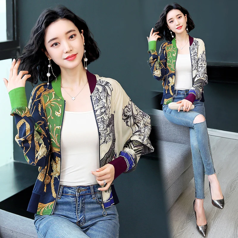 Silk Baseball Clothes Jacket Female Spring And Summer 2019 New Retro Printed Cardigan Jacket Loose Casual Sunscreen Coat S-3XL
Silk Baseball Clothes Jacket Female Spring And Summer 2019 New Retro Printed Cardigan Jacket Loose Casual Sunscreen Coat S-3XL