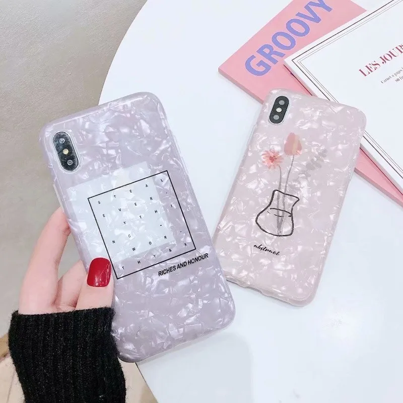 Luxury Conch Shell Phone Case For iphone 6 6S 7 8 Plus X XS XR Max Soft Letters flower Pattern Back Cover Capa For iPhoneX XSMax
Luxury Conch Shell Phone Case For iphone 6 6S 7 8 Plus X XS XR Max Soft Letters flower Pattern Back Cover Capa For iPhoneX XSMax