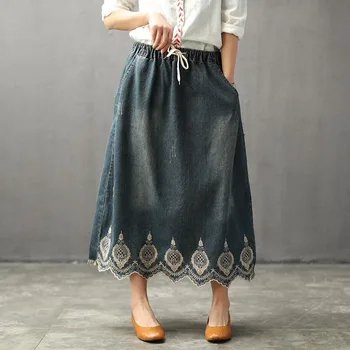 NINI WONDERLAND Embroidery Denim Skirts Women Do Old Cowboy Skirts Female Classic Elastic Waist A Line Midi Skirts Large Size
NINI WONDERLAND Embroidery Denim Skirts Women Do Old Cowboy Skirts Female Classic Elastic Waist A Line Midi Skirts Large Size