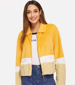 2018 New Ladies Faux Fur Zip Short Bomber Jackets Sexy Yellow Women Long Sleeve Winter Teddy Bear Patchwork Coat
2018 New Ladies Faux Fur Zip Short Bomber Jackets Sexy Yellow Women Long Sleeve Winter Teddy Bear Patchwork Coat