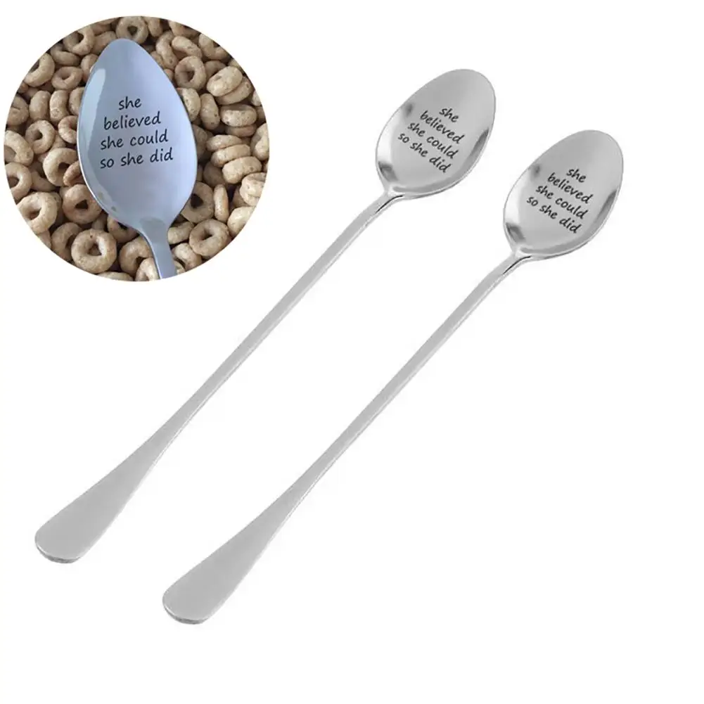 Stainless Steel She Believed Could So She Did Restaurant Coffee Dessert Spoon Long Handle Tableware Cutlery Gift Soup Spoons
Stainless Steel She Believed Could So She Did Restaurant Coffee Dessert Spoon Long Handle Tableware Cutlery Gift Soup Spoons