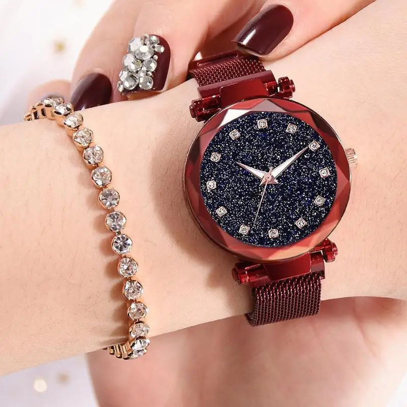 2019 Women Luxury Starry Sky Watch Diamond Quartz Watches Magnetic Mesh Clock Women Stainless Steel Silver Gold Watch Unique
2019 Women Luxury Starry Sky Watch Diamond Quartz Watches Magnetic Mesh Clock Women Stainless Steel Silver Gold Watch Unique