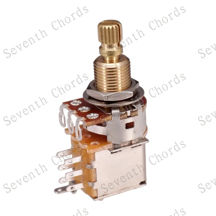 2Pcs Brass Split Shaft Bass Guitar Push Push Potentiometer Switch Toggle Control Pots - A25K B25K A50K B100K A250K A500K B500k
2Pcs Brass Split Shaft Bass Guitar Push Push Potentiometer Switch Toggle Control Pots - A25K B25K A50K B100K A250K A500K B500k