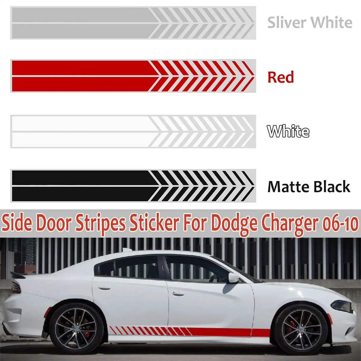 2Pcs Silver White Red Black Decal Sticker Side Door Stripes Body Kit Vinyl Sticker For Dodge Charger 2006-2010 Rocker Racing
2Pcs Silver White Red Black Decal Sticker Side Door Stripes Body Kit Vinyl Sticker For Dodge Charger 2006-2010 Rocker Racing