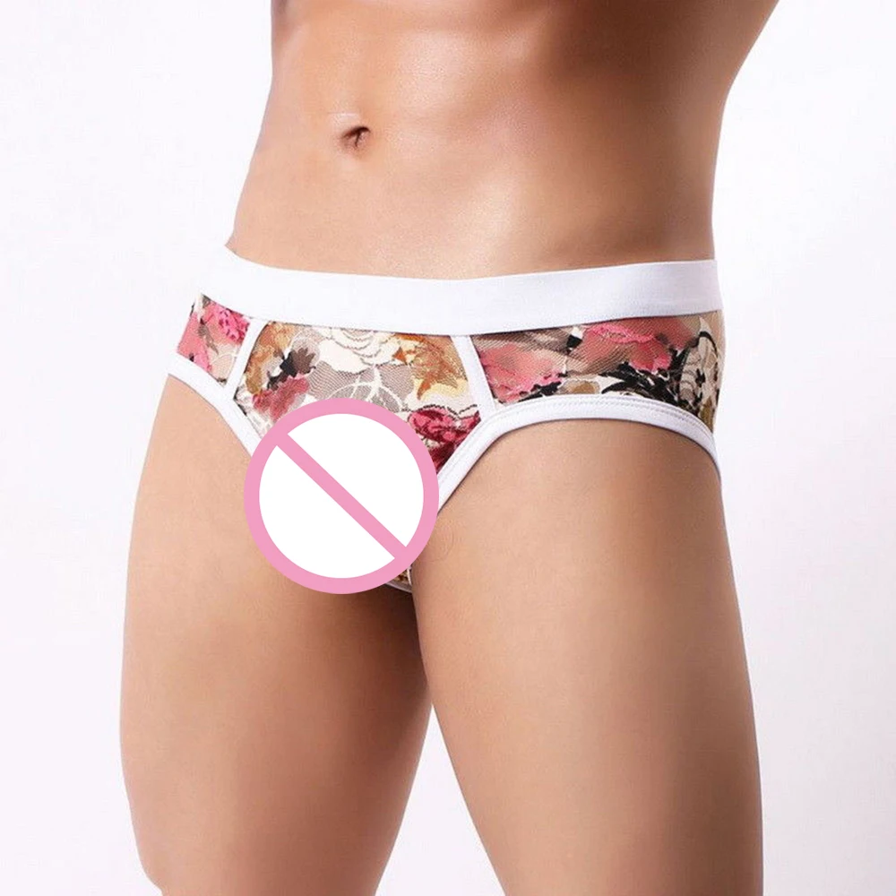 Europe SizeFloral Print Underwear Men Lace Mesh Breathable Sexy Briefs Shorts Transparent Gay Underpants Black White XXL 2019
Europe SizeFloral Print Underwear Men Lace Mesh Breathable Sexy Briefs Shorts Transparent Gay Underpants Black White XXL 2019