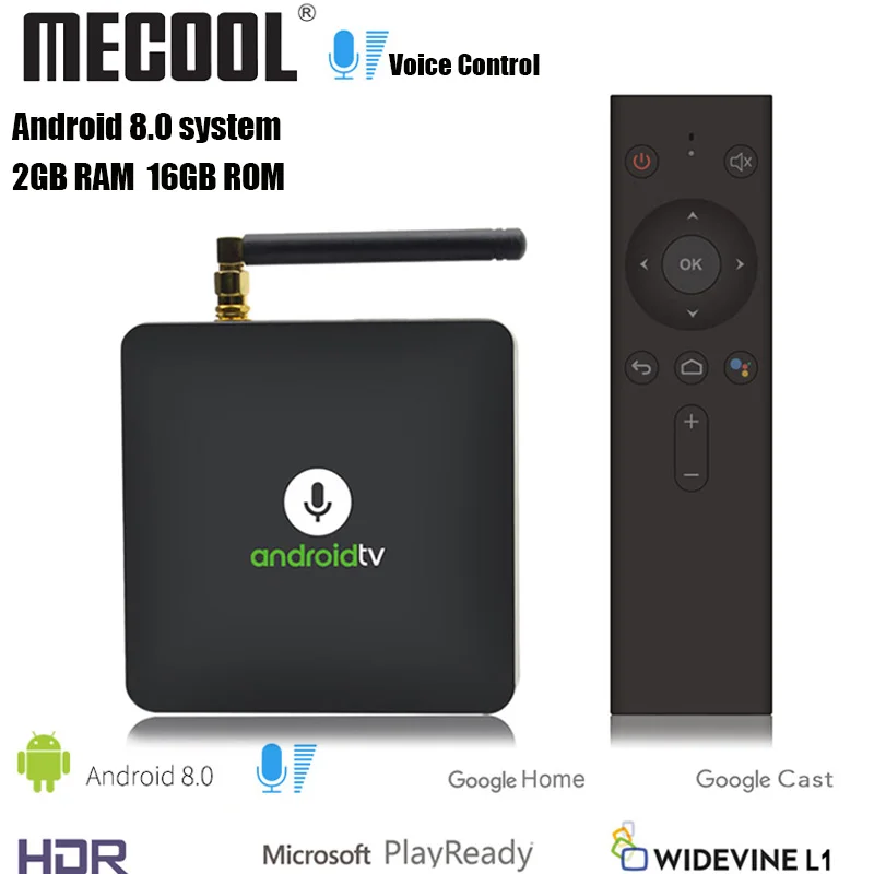 

MECOOL KM8 TV Box Android 8.0 With Voice Remote Control Amlogic S905X 4K 2GB RAM 16GB ROM VP9 HDR10 Dolby Audio Set Top Box