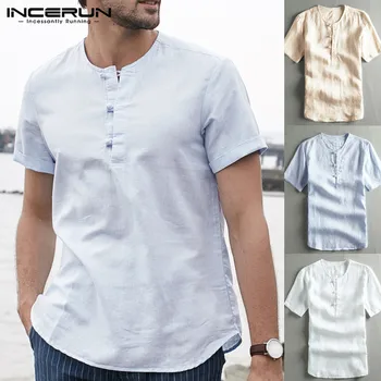 INCERUN 2020 Men Casual Brand Shirt Cotton Button Short Sleeve Solid Tops Chinese Style Shirts Men Camisa Masculina Streetwear
INCERUN 2020 Men Casual Brand Shirt Cotton Button Short Sleeve Solid Tops Chinese Style Shirts Men Camisa Masculina Streetwear