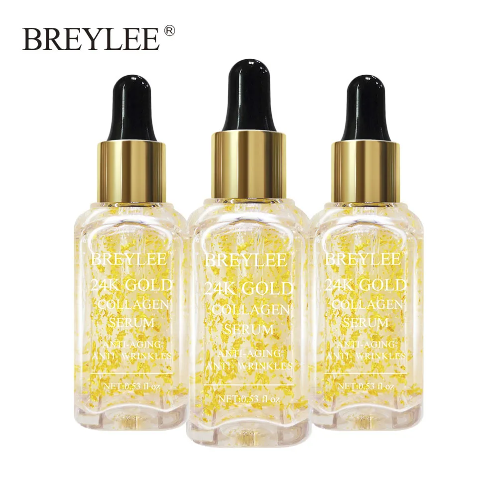Фото Breylee 24k Gold Serum Facial Collagen Essence Anti-aging Anti-wrinkles Face Skin Care Lift Firming Whitening Moisturizing 3pcs | Красота и