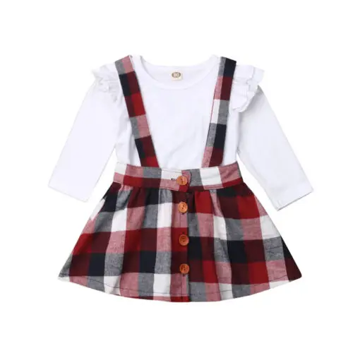 Baby Girls Kids Clothes Sets Outfits Fall Winter T-shirt Long Sleeve strap Dresses Plaid 2pcs Cotton Clothing Set Girl 6M-5T
Baby Girls Kids Clothes Sets Outfits Fall Winter T-shirt Long Sleeve strap Dresses Plaid 2pcs Cotton Clothing Set Girl 6M-5T