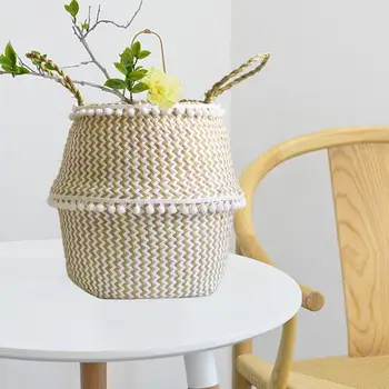 Natural Seaweed Woven Handheld Toy Storage Basket Lacework Nordic Style Plant Flower Pots Hand-Knotted Foldable Flower Pots
Natural Seaweed Woven Handheld Toy Storage Basket Lacework Nordic Style Plant Flower Pots Hand-Knotted Foldable Flower Pots