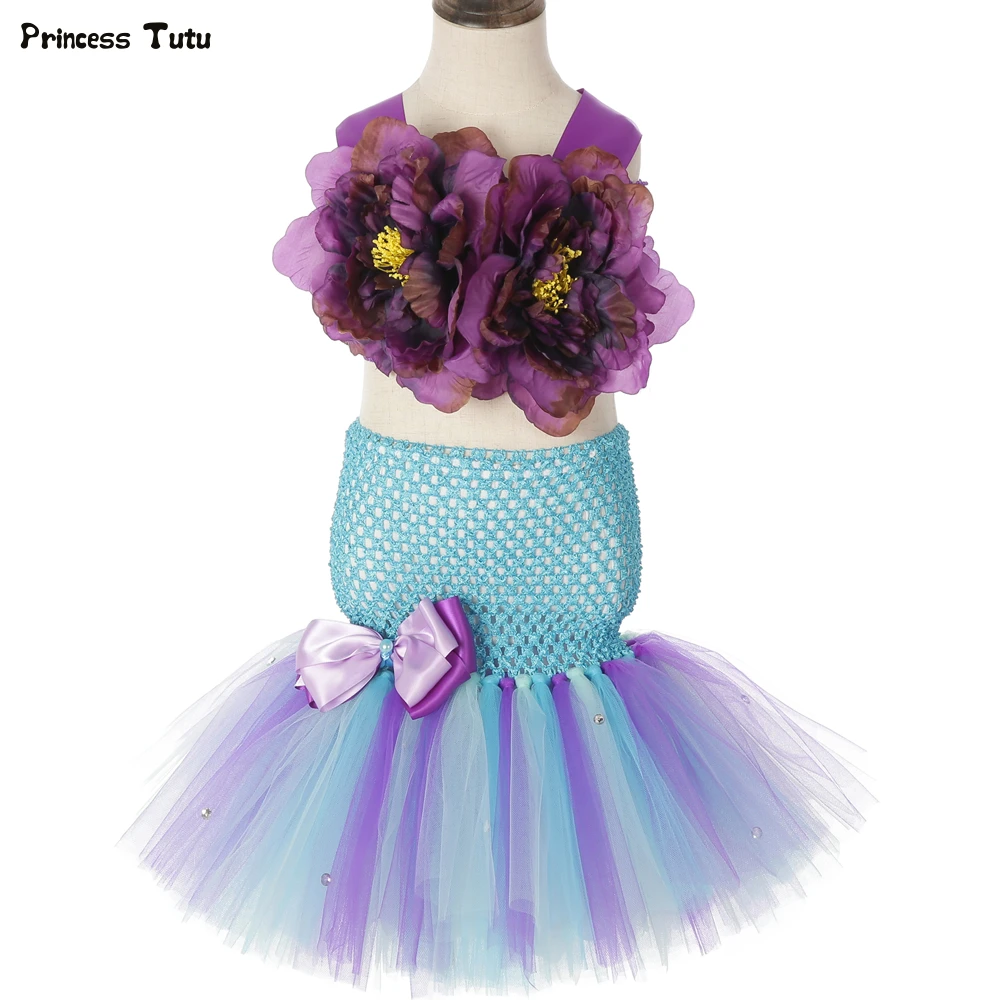 

Fishtail Flower Mermaid Princess Tutu Dress Set Under The Sea Photo Prop Toddler Baby Kids Mermaid Birthday Party Costume Outfit