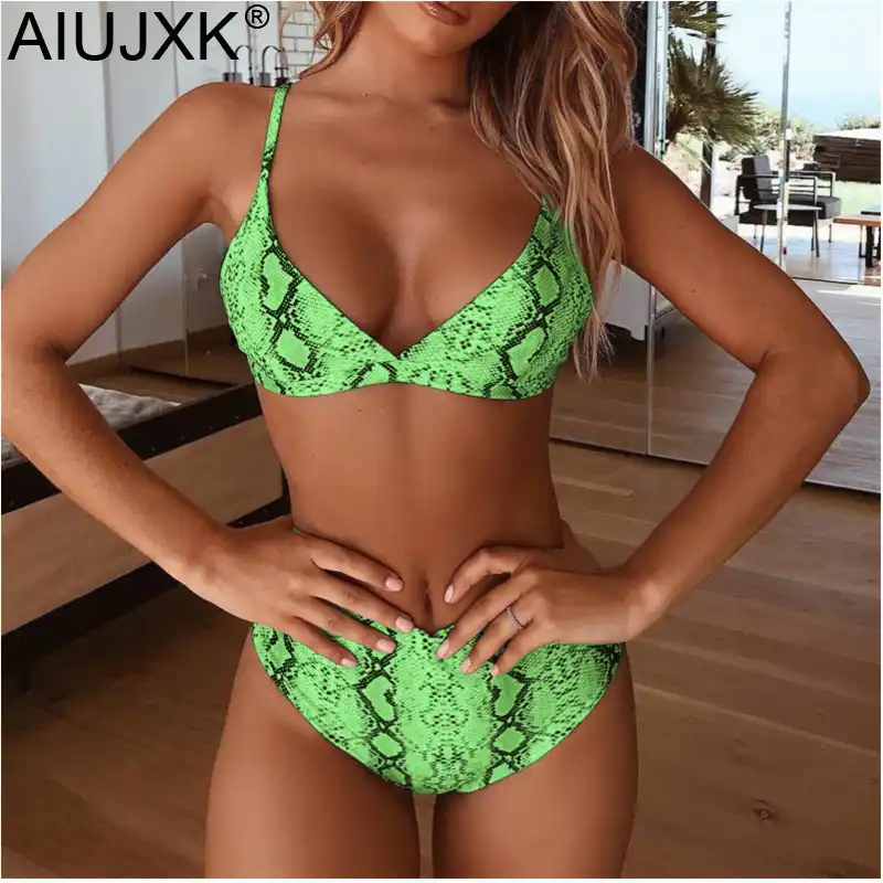 neon green snakeskin bikini