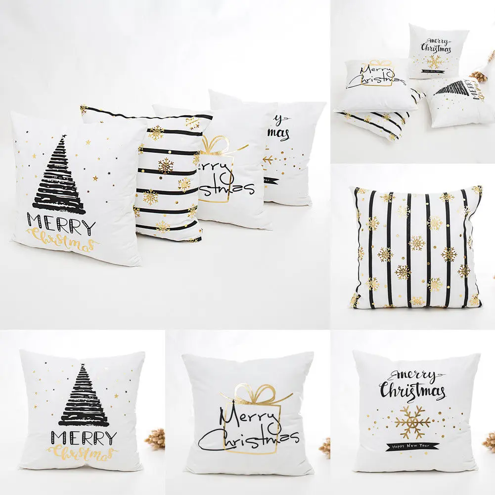 Decorative Pillowcases Christmas Gold Letter Bronzing Snowflake Throw Pillow Case Cover
Decorative Pillowcases Christmas Gold Letter Bronzing Snowflake Throw Pillow Case Cover