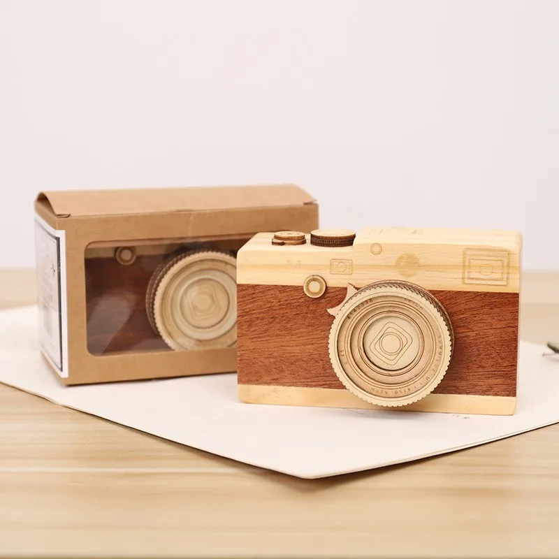 Фото Zakka Творческий Камера музыкальная шкатулка DIY деревянная - купить