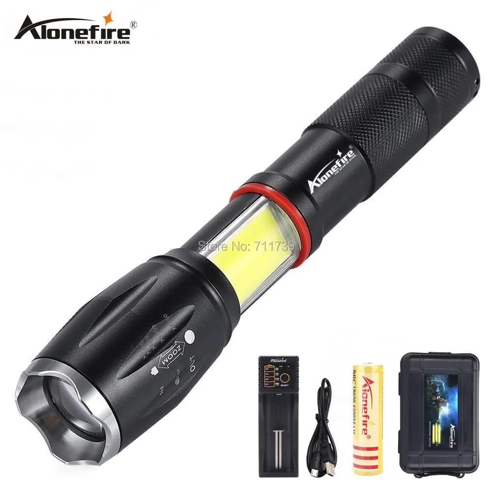 AloneFire G701 flashlight 5000lm CREE XML T6 led Aluminum Waterproof Zoom Tactical Torch COB Magnet Work lantern 18650 battery | Лампы и