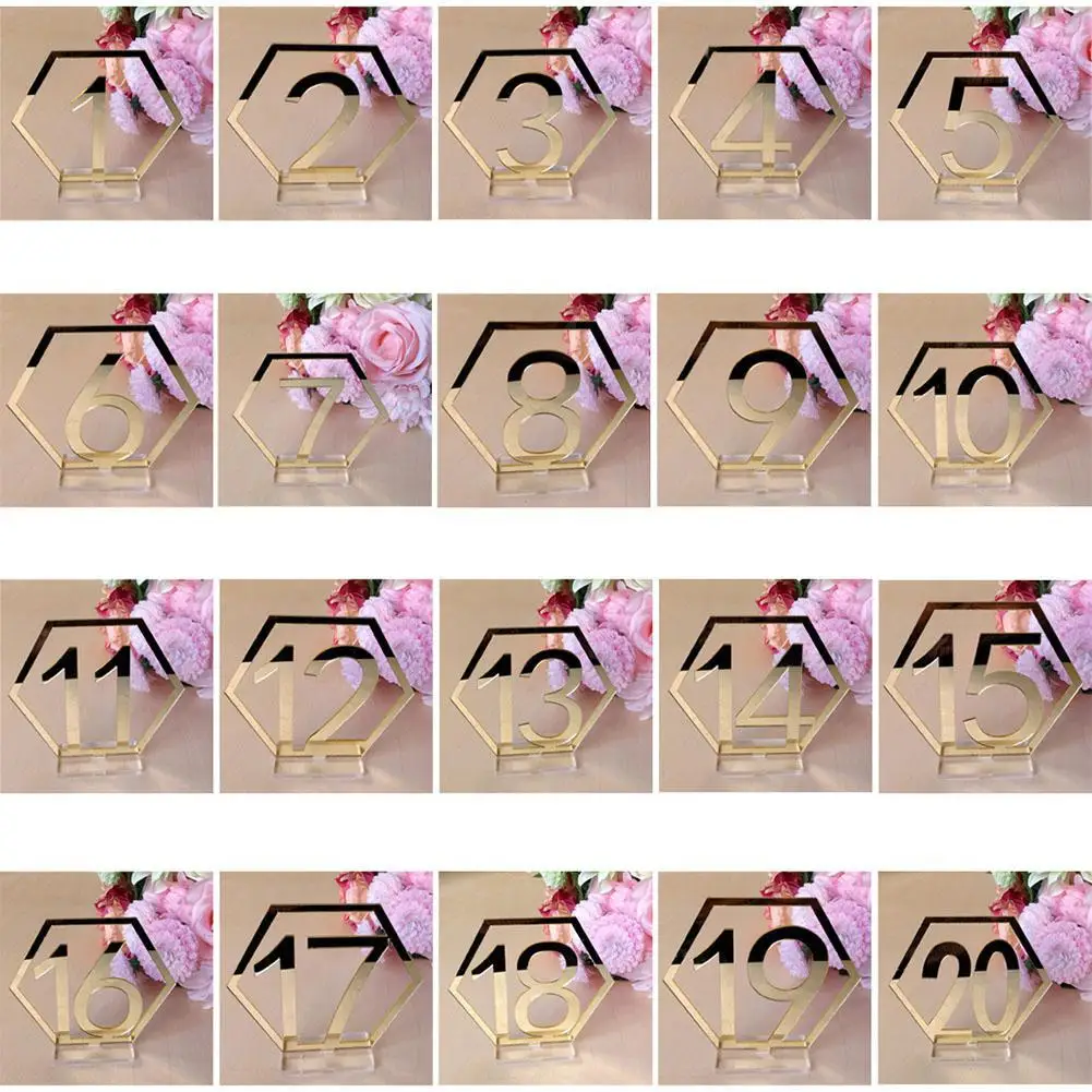 Adeeing Acrylic Mirror Surface Hollow-out Number 1-20 Hexagon Table Cards Reception Seat Card For Party Wedding Decoration
Adeeing Acrylic Mirror Surface Hollow-out Number 1-20 Hexagon Table Cards Reception Seat Card For Party Wedding Decoration