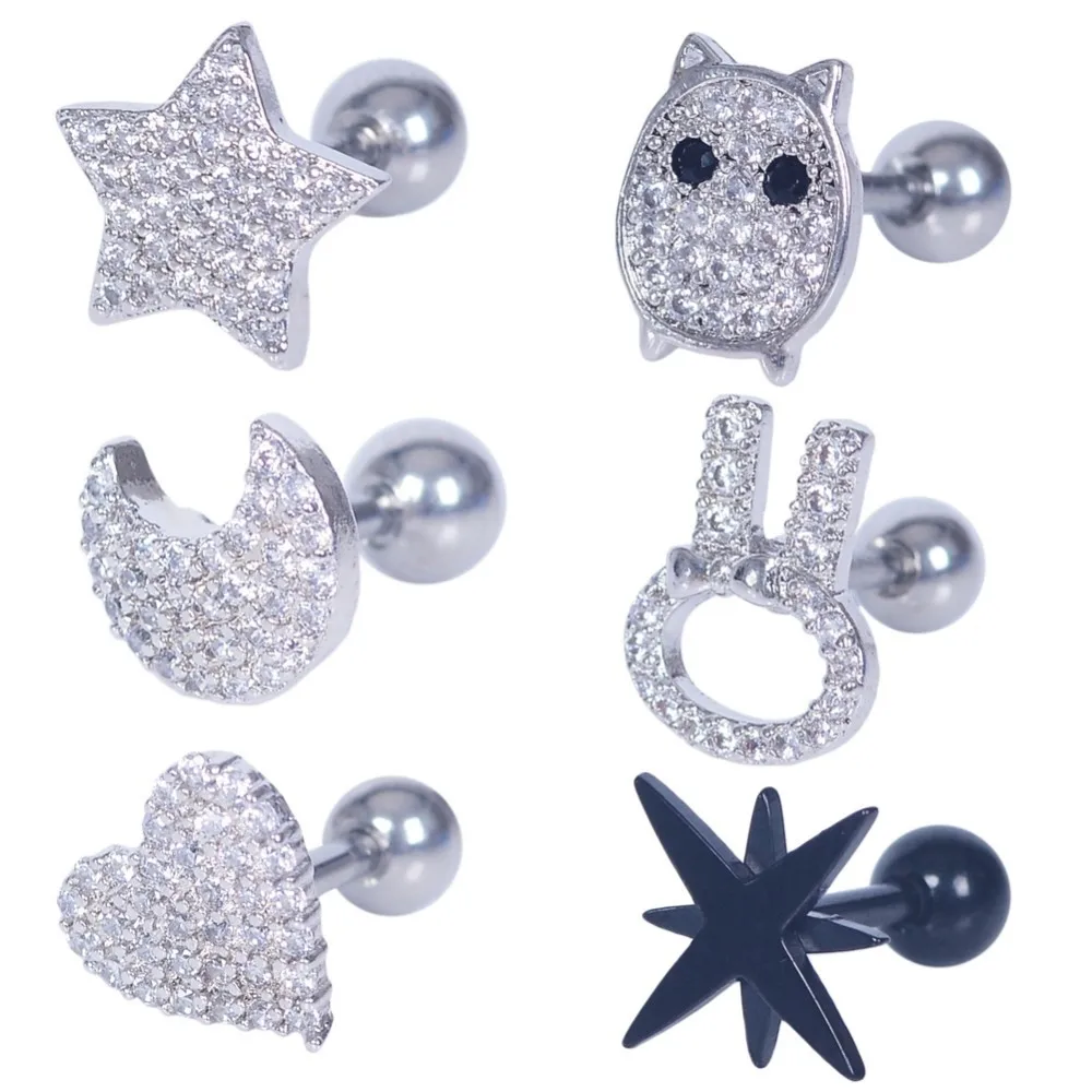 Surgical Titanium Crystal Flower Ear Studs Cartilage Earrings Tragus Helix Piercing 16 Gauges Silver Ear Studs Lip Rings 1PC
Surgical Titanium Crystal Flower Ear Studs Cartilage Earrings Tragus Helix Piercing 16 Gauges Silver Ear Studs Lip Rings 1PC