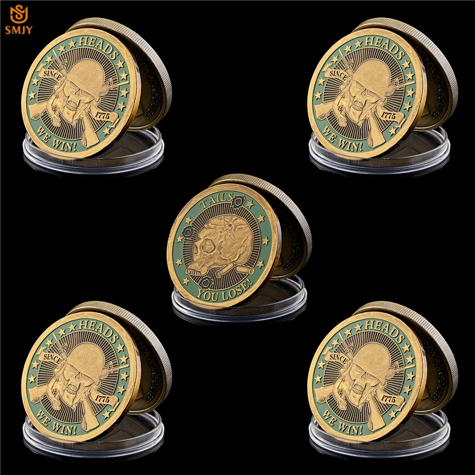5Pcs/Lot Since 1775 USA Heroes Heads We Win Metal Gold Plated Souvenir Challenge Token Skull Coin
5Pcs/Lot Since 1775 USA Heroes Heads We Win Metal Gold Plated Souvenir Challenge Token Skull Coin