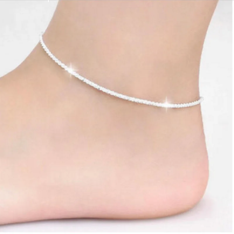 Фото Женский ножной браслет из стерлингового серебра 925 пробы Изящные Ювелирные